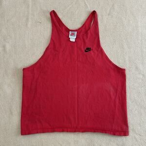 Vintage 90s Nike Grey Tag Cropped Tank Top Sleeveless Tee Shirt XL